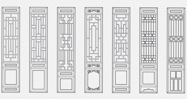 吊罗山乡常用中式仿古花窗图案隔断设计图